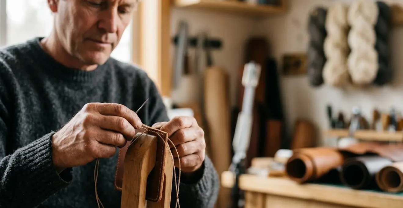 Human hands carefully crafting handmade artisan product in natural workshop lighting