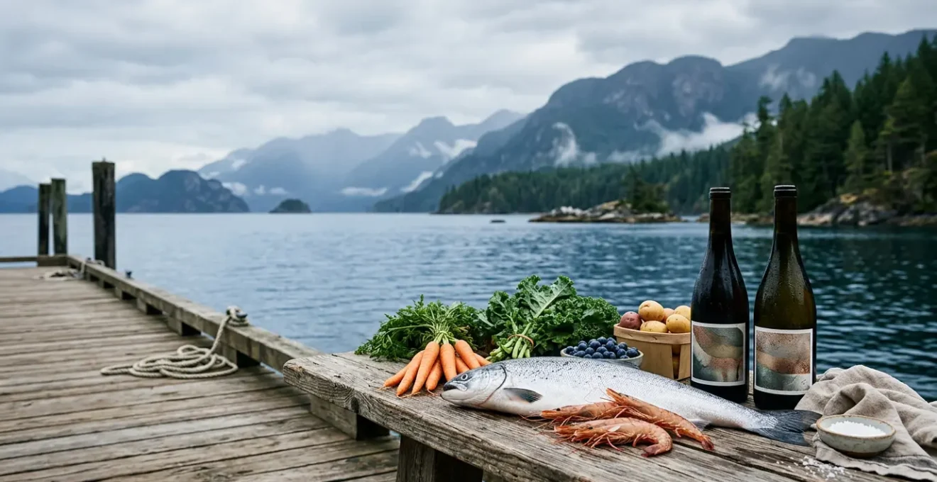 Vibrant British Columbia coastal landscape showcasing fresh local ingredients and natural terroir