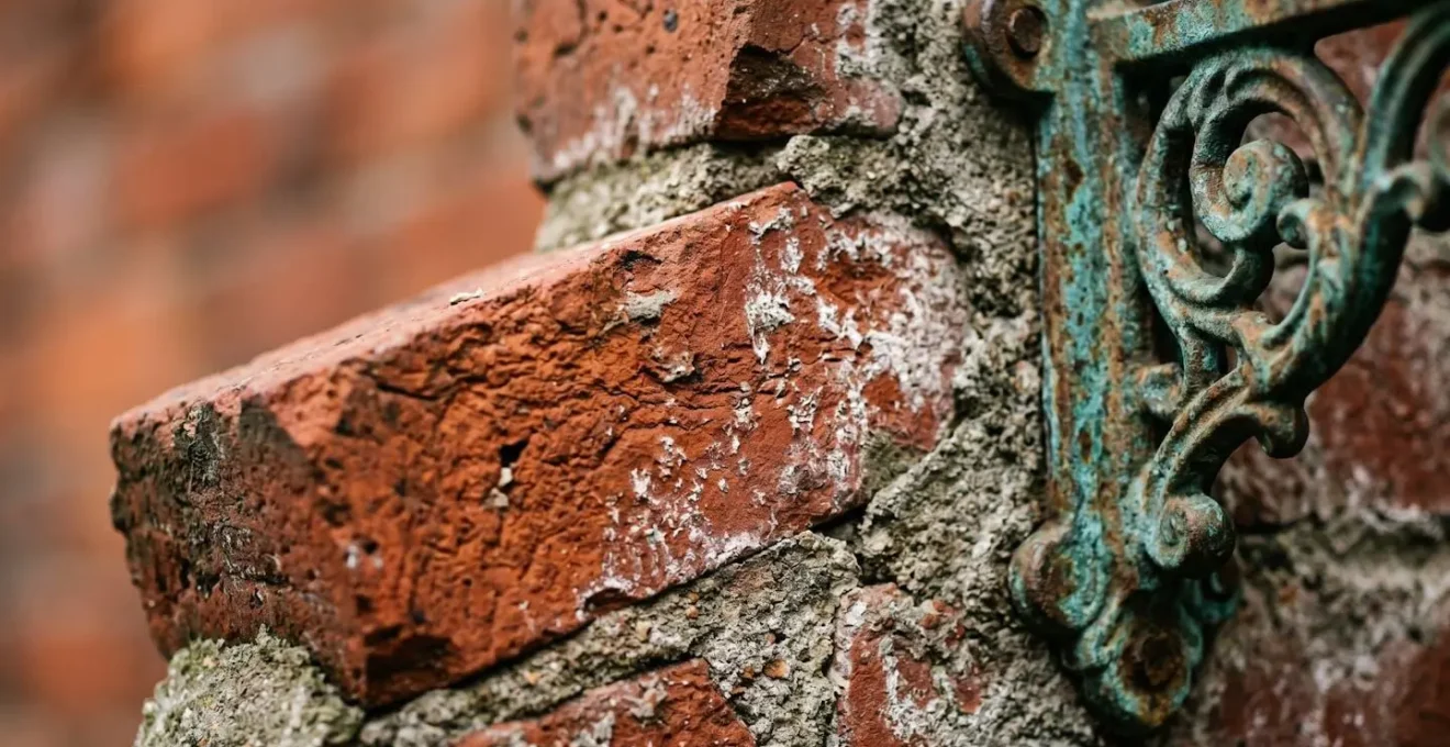 Close-up detail of Victorian-era brick masonry and architectural elements from Gastown's post-1886 reconstruction