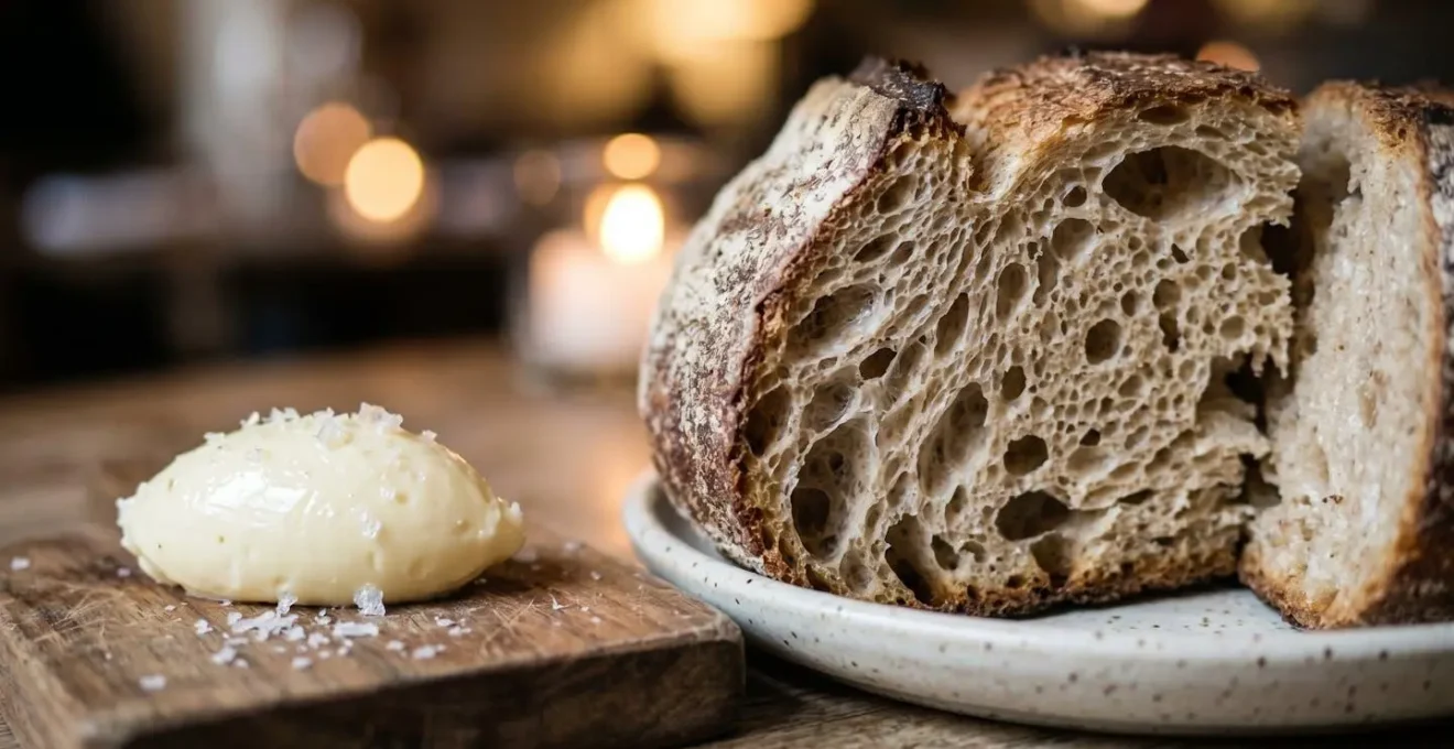 Artisan bread service with house-cultured butter tempting diners